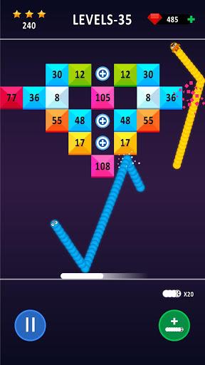 Snake Bricks Breaker - Gameplay image of android game