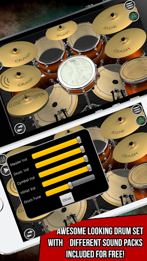 Drums Set with Drum Sticks - Play Rock Jam Tracks - Image screenshot of android app