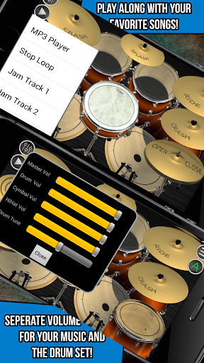 Drums Set with Drum Sticks - Play Rock Jam Tracks - Image screenshot of android app