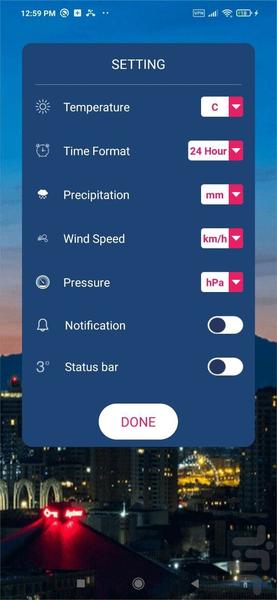 وضعیت آب و هوا - Image screenshot of android app