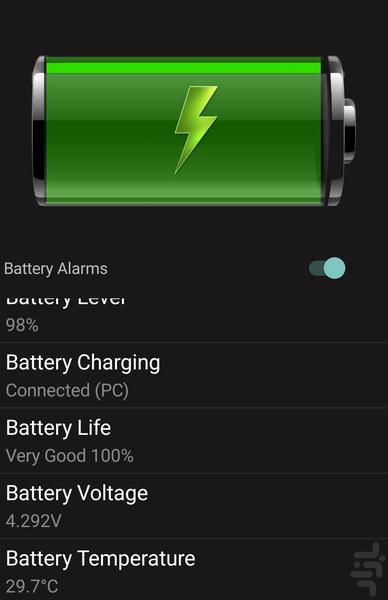 Battery info and alarm - Image screenshot of android app