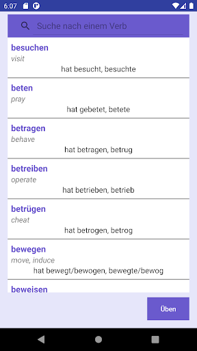German Verbs Past Prepositions - Image screenshot of android app