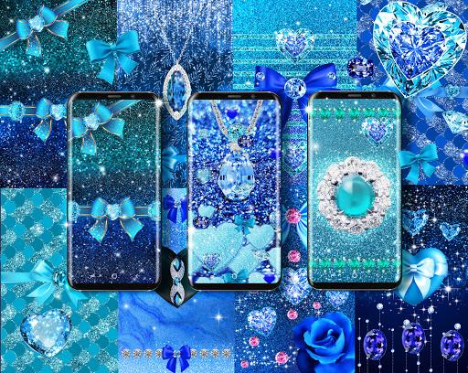 Blue glitter diamond wallpaper - Image screenshot of android app