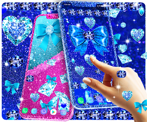 Blue glitter diamond wallpaper - Image screenshot of android app