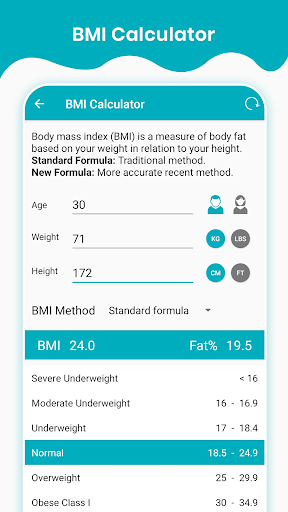 BMI Calculator & Ideal Weight - Image screenshot of android app