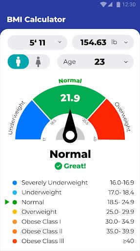 BMI Calculator - Ideal Weight - Image screenshot of android app