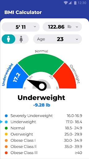 BMI Calculator - Ideal Weight - Image screenshot of android app