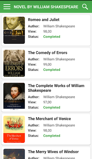 Novel by William Shakespeare - عکس برنامه موبایلی اندروید