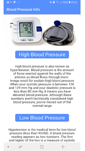 Blood Pressure INFO - Image screenshot of android app