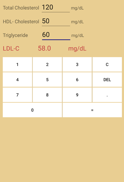 LDL-Cholesterol calculator - عکس برنامه موبایلی اندروید