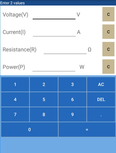 Ohm's Law Calculator - عکس برنامه موبایلی اندروید