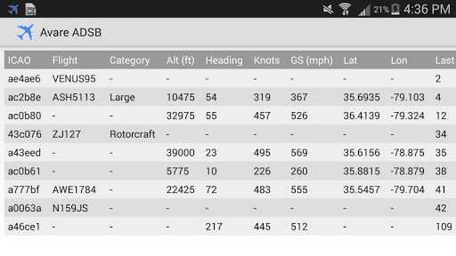 ADSB Receiver - Image screenshot of android app