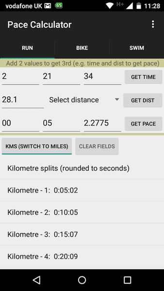 Triathlon Pace Calculator - Image screenshot of android app