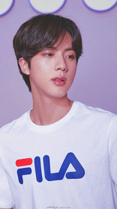 Download Jin BTS Cute Black Hair With White Shirt Wallpaper