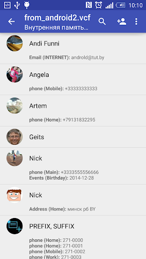 Contacts VCF - Image screenshot of android app