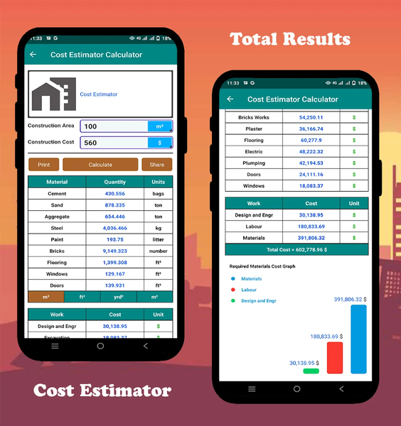 Construction Calculator - عکس برنامه موبایلی اندروید