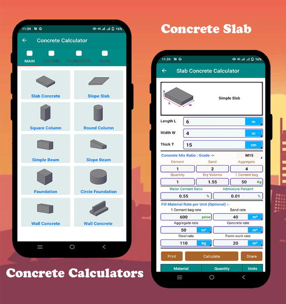 Construction Calculator - عکس برنامه موبایلی اندروید