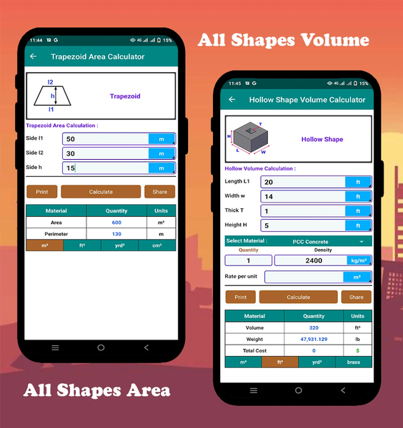 Construction Calculator - عکس برنامه موبایلی اندروید