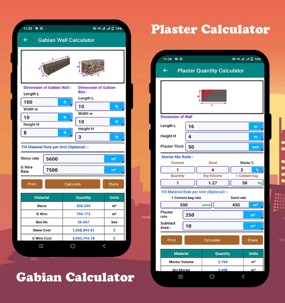 Construction Calculator - عکس برنامه موبایلی اندروید