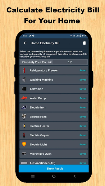 Home Electricity Calculator - Image screenshot of android app