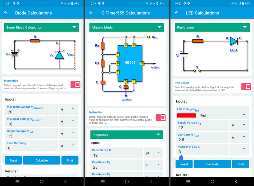 Electronics Tools: ElectroCalc - Image screenshot of android app