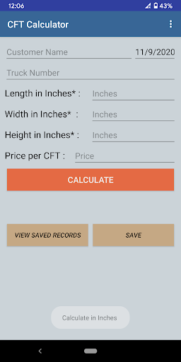 CFT calculator - cubic feet - Image screenshot of android app