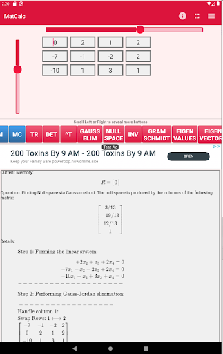 Matrix Calculator (Matrices) - عکس برنامه موبایلی اندروید