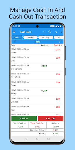 Cash Book- daily expenses - Image screenshot of android app