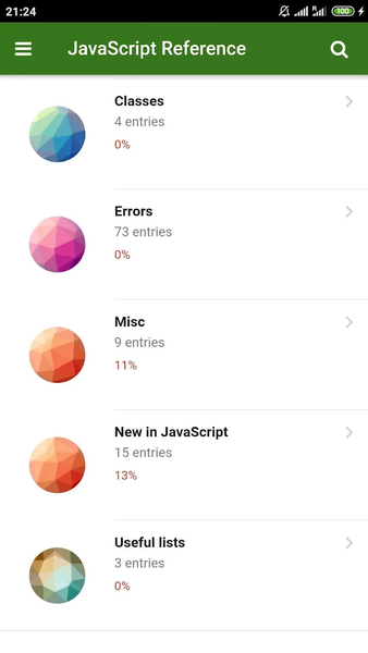 JavaScript Reference - عکس برنامه موبایلی اندروید