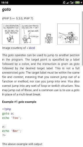 PHP 7.2 Docs - Image screenshot of android app