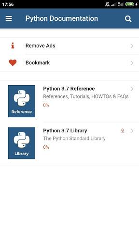 Python 3.7 Docs - Image screenshot of android app