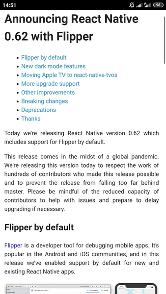React Native ۰.۶۲ Docs - عکس برنامه موبایلی اندروید