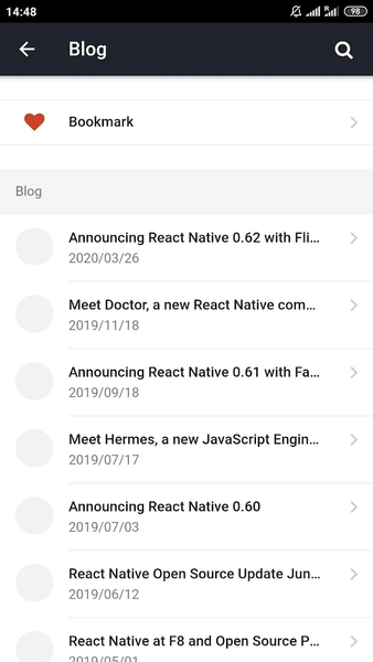 React Native ۰.۶۲ Docs - عکس برنامه موبایلی اندروید