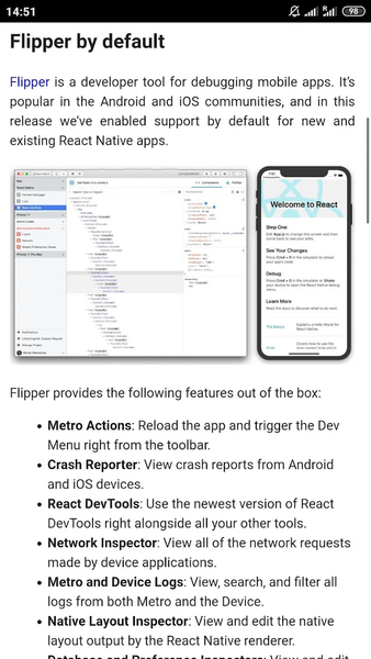 React Native ۰.۶۲ Docs - عکس برنامه موبایلی اندروید
