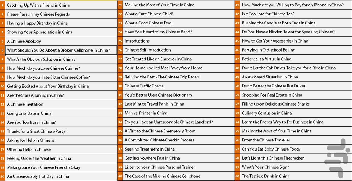 مکالمه زبان چینی مقدماتی - عکس برنامه موبایلی اندروید