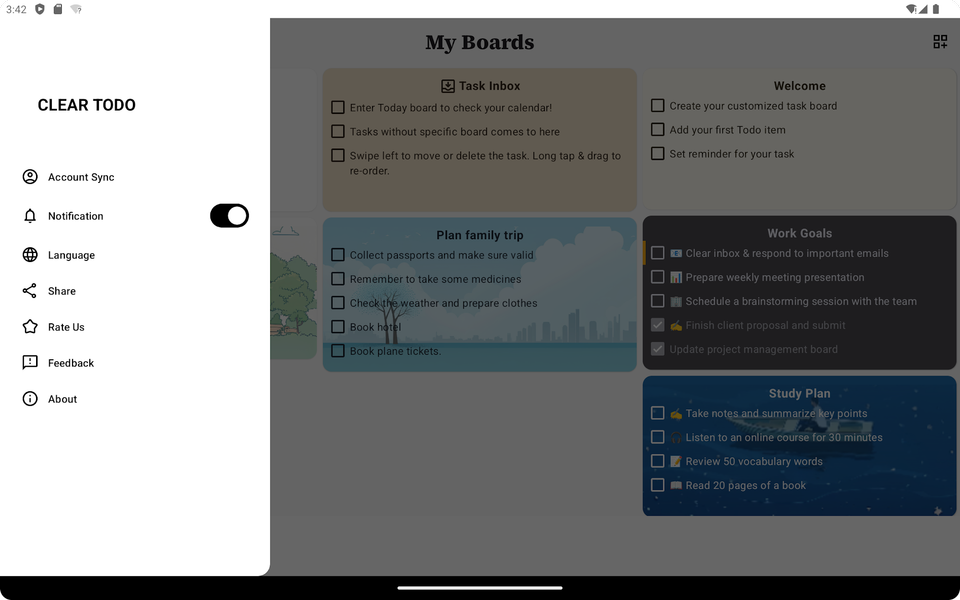 Clear Todo: Boards & Calendar - عکس برنامه موبایلی اندروید