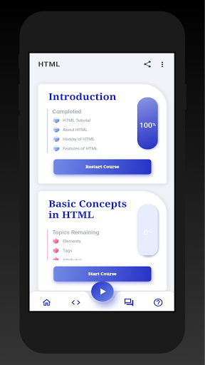 Learn HTML - OnePercent - عکس برنامه موبایلی اندروید