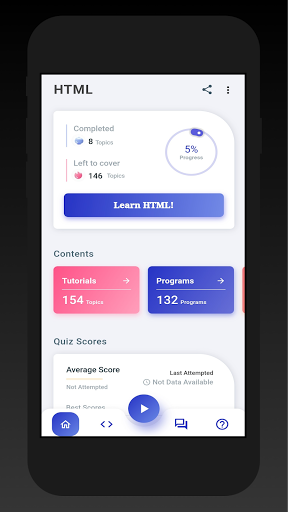 Learn HTML - OnePercent - عکس برنامه موبایلی اندروید