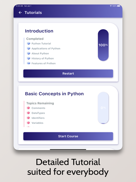 Learn Python - OnePercent - عکس برنامه موبایلی اندروید