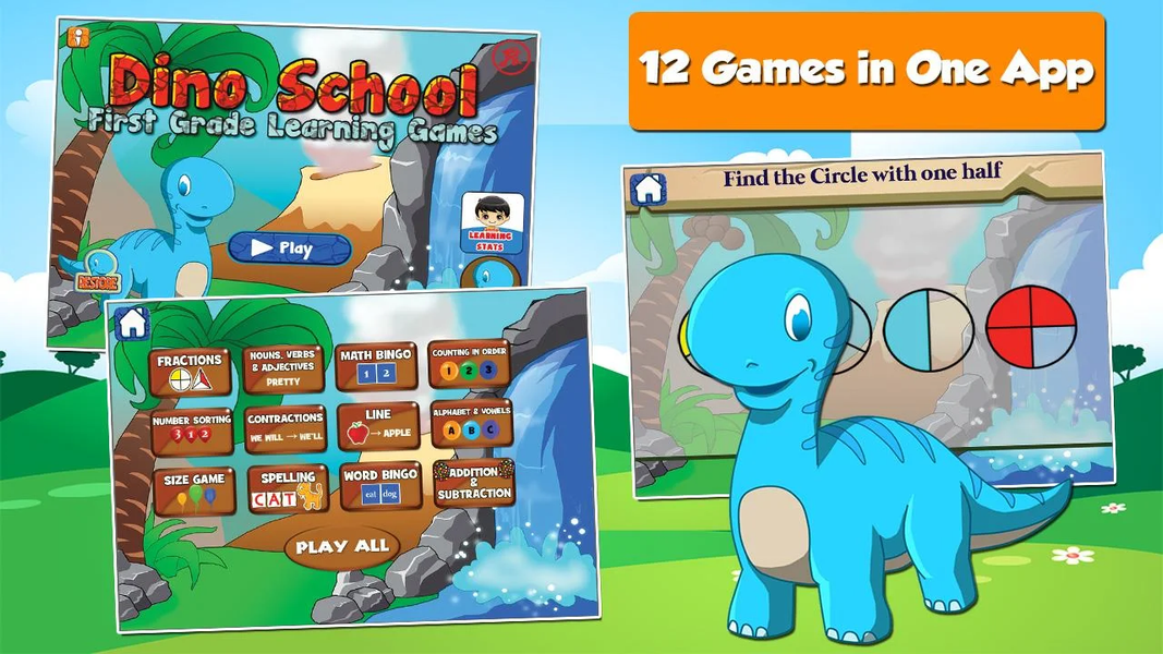 Dino 1st-Grade Learning Games - Gameplay image of android game