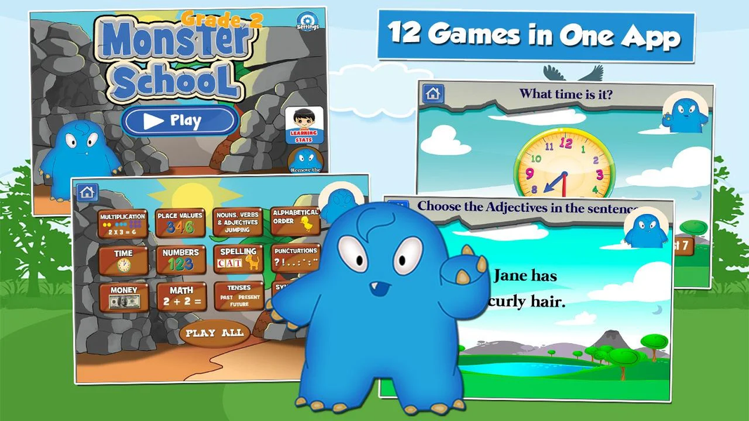 Monster Kid 2nd Grade Games - Gameplay image of android game