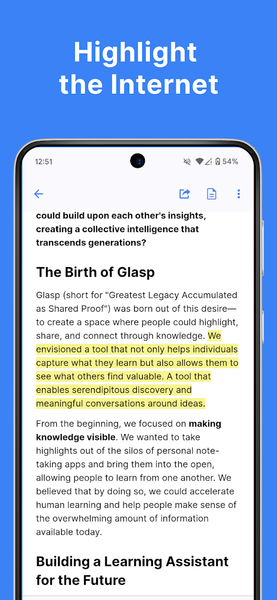 Glasp: AI Summary & Highlight - عکس برنامه موبایلی اندروید