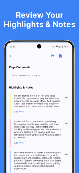 Glasp: AI Summary & Highlight - عکس برنامه موبایلی اندروید