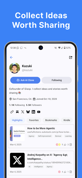 Glasp: AI Summary & Highlight - عکس برنامه موبایلی اندروید