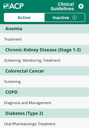 ACP Clinical Guidelines - Image screenshot of android app