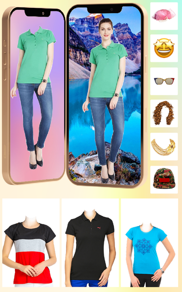 Women T-Shirt Poto Suit Editor - Image screenshot of android app