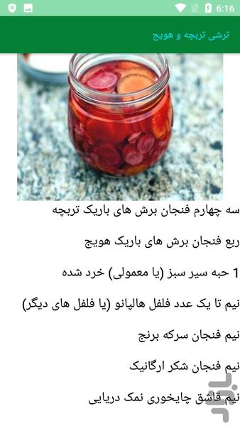 طرز تهیه انواع ترشی - عکس برنامه موبایلی اندروید