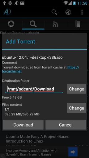 aDownloader - torrent download - عکس برنامه موبایلی اندروید