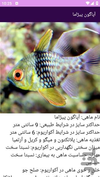آموزش های شناخت آبزیان آب شور - عکس برنامه موبایلی اندروید