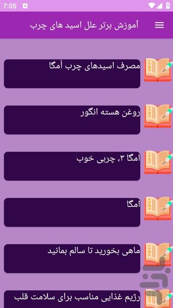 آموزش های علل اسید چرب - عکس برنامه موبایلی اندروید